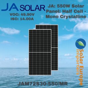 JA: Solar Panel 550W Half Cell Mono Crystalline (JAM72S30-550/MR)
