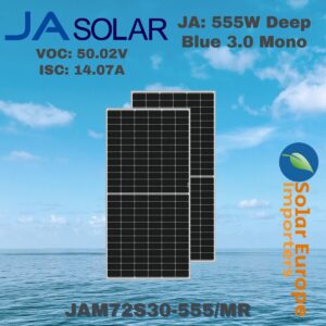 JA: 555W Deep Blue 3.0 Mono - VOC: 50.02V / ISC: 14.07A (JAM72S30-555/MR)
