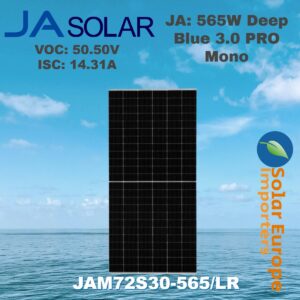 JA: 565W Deep Blue 3.0 PRO Mono - VOC: 50.50V / ISC: 14.31A (JAM72S30-565/LR)