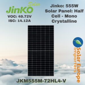 Jinko: 555W Solar Panel Mono Crystalline Half Cell (JKM555M-72HL4-V)