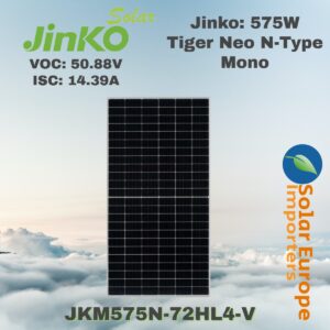 Jinko: 575W Tiger Neo N-Type Mono - VOC: 50.88V / ISC: 14.39A (JKM575N-72HL4-V)