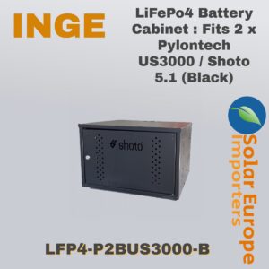 LiFePo4 Battery Cabinet : Fits 2 x Pylontech US3000 / Shoto 5.1 (Black) (LFP4-P2BUS3000-B)