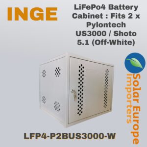 LiFePo4 Battery Cabinet : Fits 2 x Pylontech US3000 / Shoto 5.1 (Off-White) (LFP4-P2BUS3000-W)