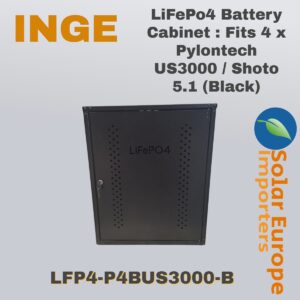 LiFePo4 Battery Cabinet : Fits 4 x Pylontech US3000 / Shoto 5.1 (Black) (LFP4-P4BUS3000-B)