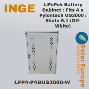 LiFePo4 Battery Cabinet : Fits 4 x Pylontech US3000 / Shoto 5.1 (Off-White) (LFP4-P4BUS3000-W)