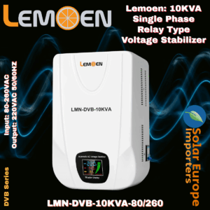 Lemoen: 10KVA Single Phase Relay Type Voltage Stabilizer Input: 80-260VAC Output: 220VAC 50/60HZ (LMN-DVB-10KVA-80/260)