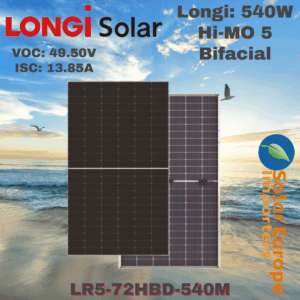 Longi: 540W Hi-MO 5 Bifacial - VOC: 49.50V / ISC: 13.85A (LR5-72HBD-540M)