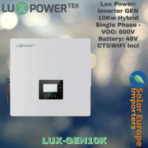 Lux Power: Inverter GEN 10Kw Hybrid Single Phase - VOC: 600V Battery: 48V CT&WIFI Incl (LUX-GEN10K)