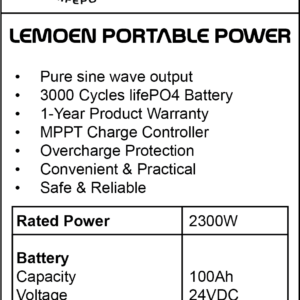 Alternative view of Lemoen: Portable Power Station 2.3KW (Lemoen-PPS)
