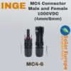 MC4 Connector Male and Female 1000VDC (4mm/6mm) (MC4-6)