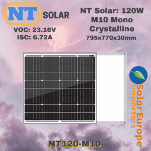 NT Solar: 120W M10 Mono Crystalline - VOC 23.16V / ISC 6.72A (NT120-M10)