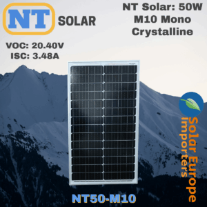 NT Solar: 50W M10 Mono Crystalline - VOC: 20.40V / ISC: 3.48A (NT50-M10)