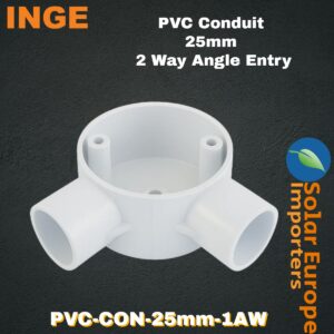 Inge: PVC Conduit Junction 25mmØ 2 Way Angle Entry (Each) (PVC-CON-25mm-1AW)