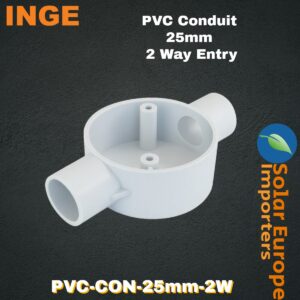 Inge: PVC Conduit Junction 25mmØ 2 Way Entry (Each) (PVC-CON-25mm-2W)