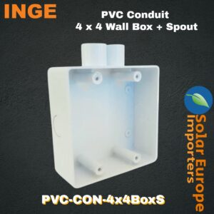 Inge: PVC Conduit 4x4 Wall Box + Spout (Each) (PVC-CON-4x4BoxS)