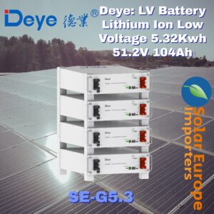 Deye: LV Battery Lithium Ion Low Voltage 5.32Kwh 51.2V 104Ah (Includes Cables) (Lugs) (SE-G5.3)