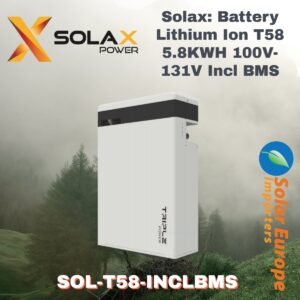 Solax: Battery Lithium Ion 5.8KWH 100V-131V Incl BMS (SOL-T58-INCLBMS)