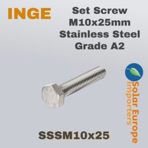 Set Screw M10x25mm Stainless Steel Grade A2 (SSSM10x25)