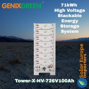 Genixgreen: 71kWh 716V 100Ah High Voltage Stackable Energy Storage System (Tower-X-HV-726V100Ah)