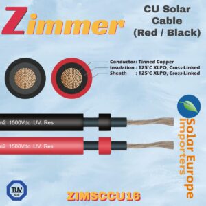 Zimmer: CU Solar Safety Cable H1Z2Z2-K 16mm² Copper (-) Negative (Black) (PER METER) (ZIMSCCU16-)