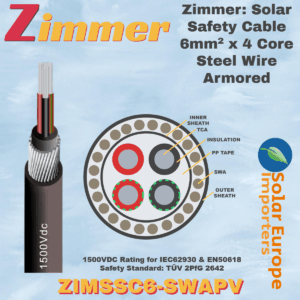 Zimmer: Solar Safety Cable 6mm² x 4 Core Steel Wire Armored (Black) (PER METER) (ZIMSSC6-SWAPV)