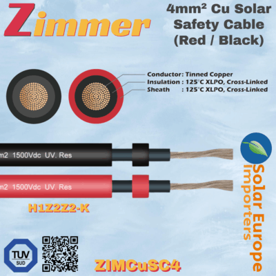 Zimmer: CU Solar Safety Cable H1Z2Z2-K 4mm² Copper (-) Negative (Black) (PER METER) (ZIMCUSC4-)