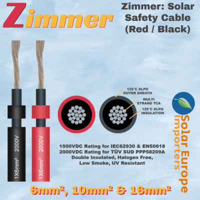 Zimmer: Solar Safety Cable 10mm² (+) Positive (Red) (PER METER) (ZIMSSC10+)