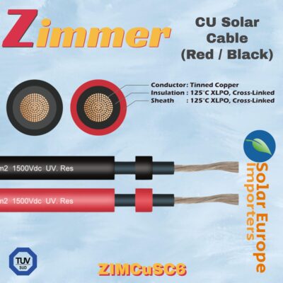 Zimmer: CU Solar Safety Cable 6mm² Copper (+) Positive (Red) (PER METER) (ZIMCUSC6+)