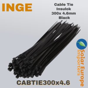 Inge: Cable Tie Plastic Insulok 300mm x 4.6mm Black (Pack of 100) (CABTIE300x4.6)