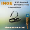 Inge: PVC Coated Stainless Steel Cable Ties (5.6mm x 300mm) (100pcs) (Flex-BSZD-5.6*300)