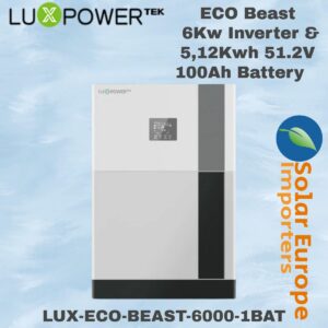 Lux Power: ECO Beast All-In-One Stack - 6Kw Inverter & 5.12Kwh 51.2V 100Ah Battery (LUX-ECO-BEAST-6000-1BAT)