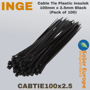Inge: Cable Tie Plastic Insulok 100mm x 2.5mm Black (Pack of 100) (CABTIE100x2.5)