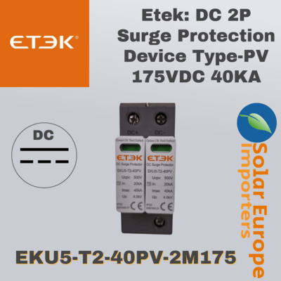 Etek: DC 2P Surge Protection Device Type-PV 175VDC 40KA (EKU5-T2-40PV-2M175)