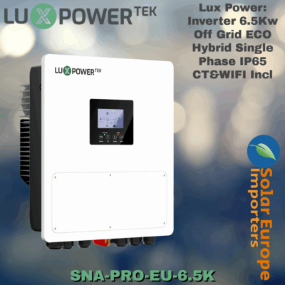 Lux Power: Inverter 6.5Kw Off Grid ECO Hybrid Single Phase IP65 CT&WIFI Incl (SNA-PRO-EU-6.5K)